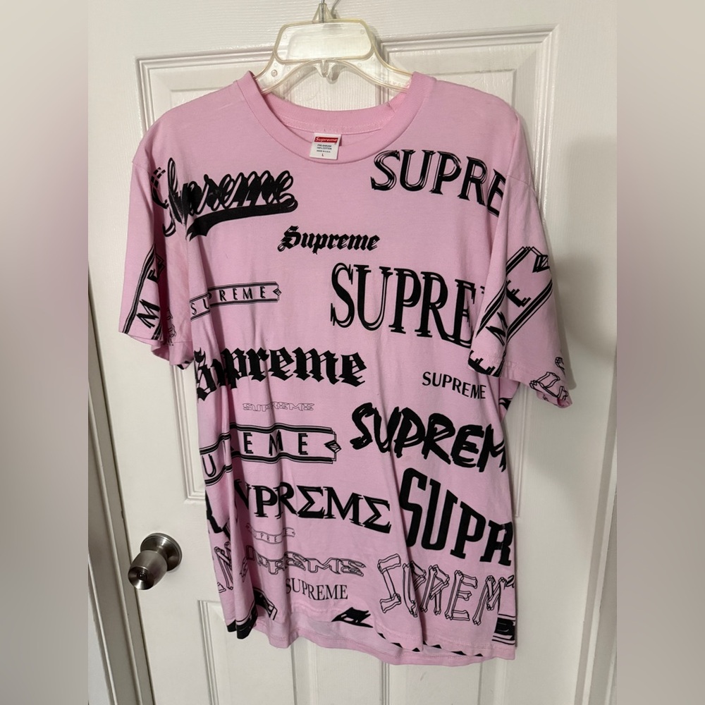Light Pink Supreme Multi Logo Tee Size Large